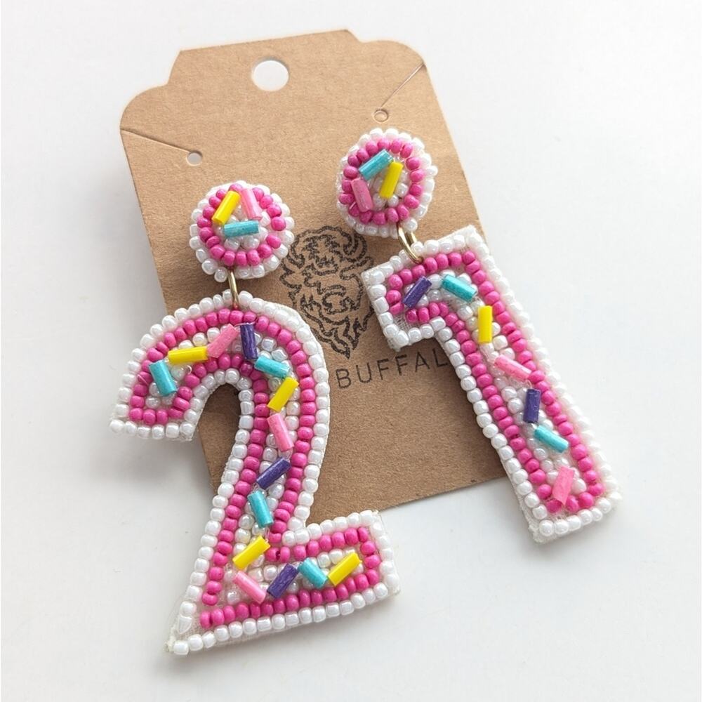 Trendy Seed Bead Beaded 21st Birthday Cute Sprinkle Novelty Post Earrings NWT